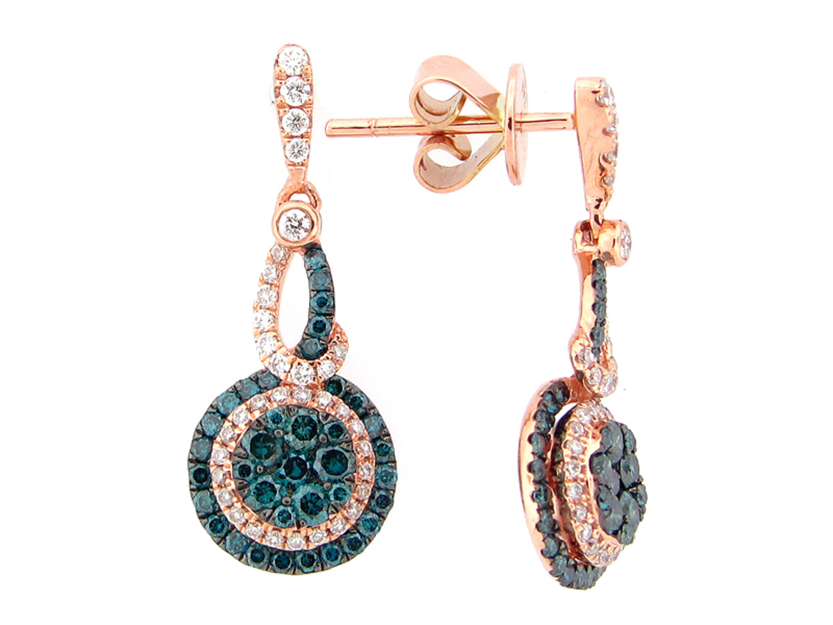 IRR BLUE & WHITE DIAMOND EARRING, 14KR (R)