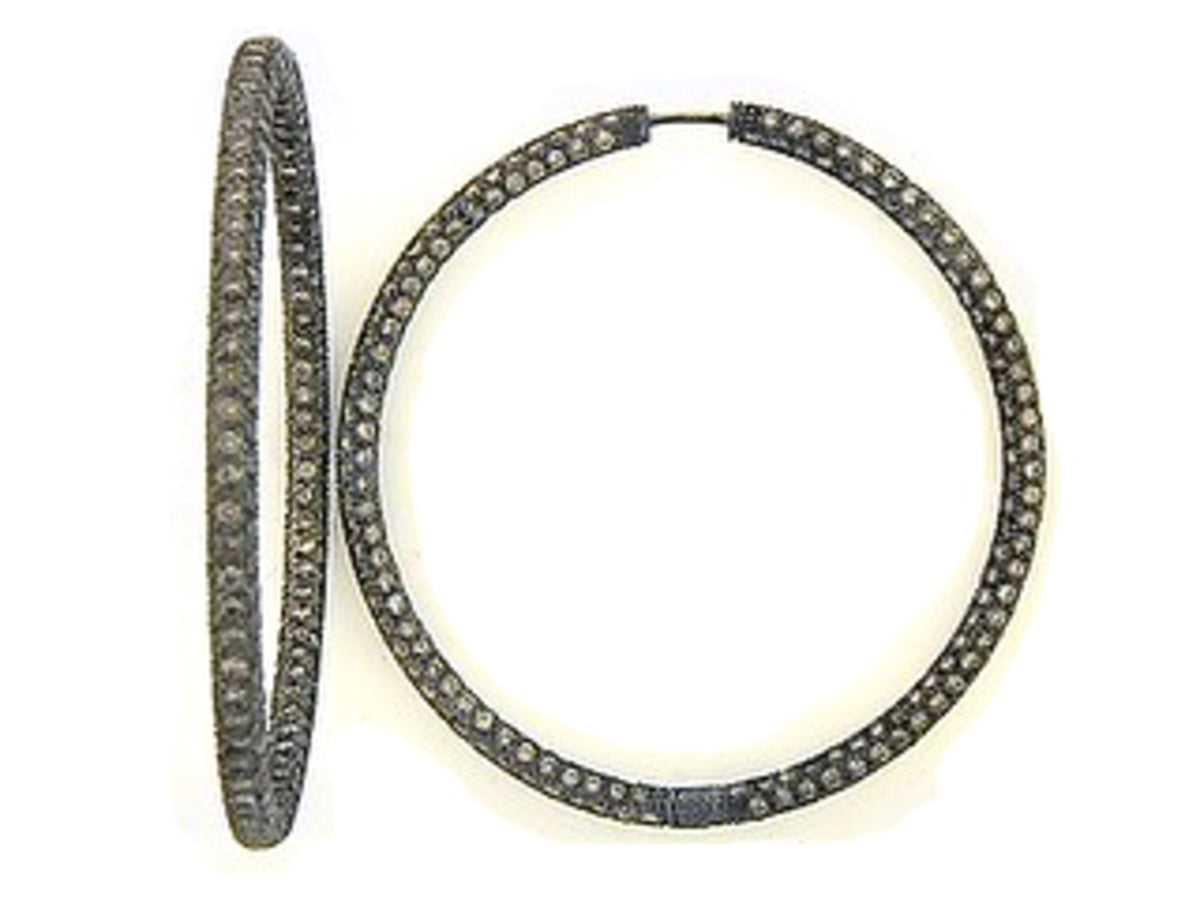 BROWN DIAMOND EARRING, 18KW (N), D=11.50