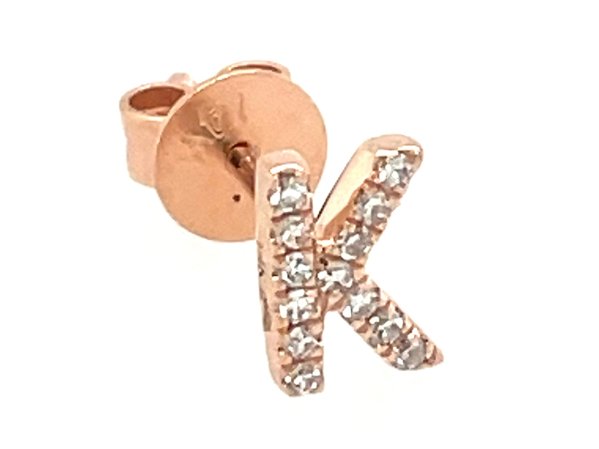 DIAMOND LETTER K SINGLE STUD EARRING