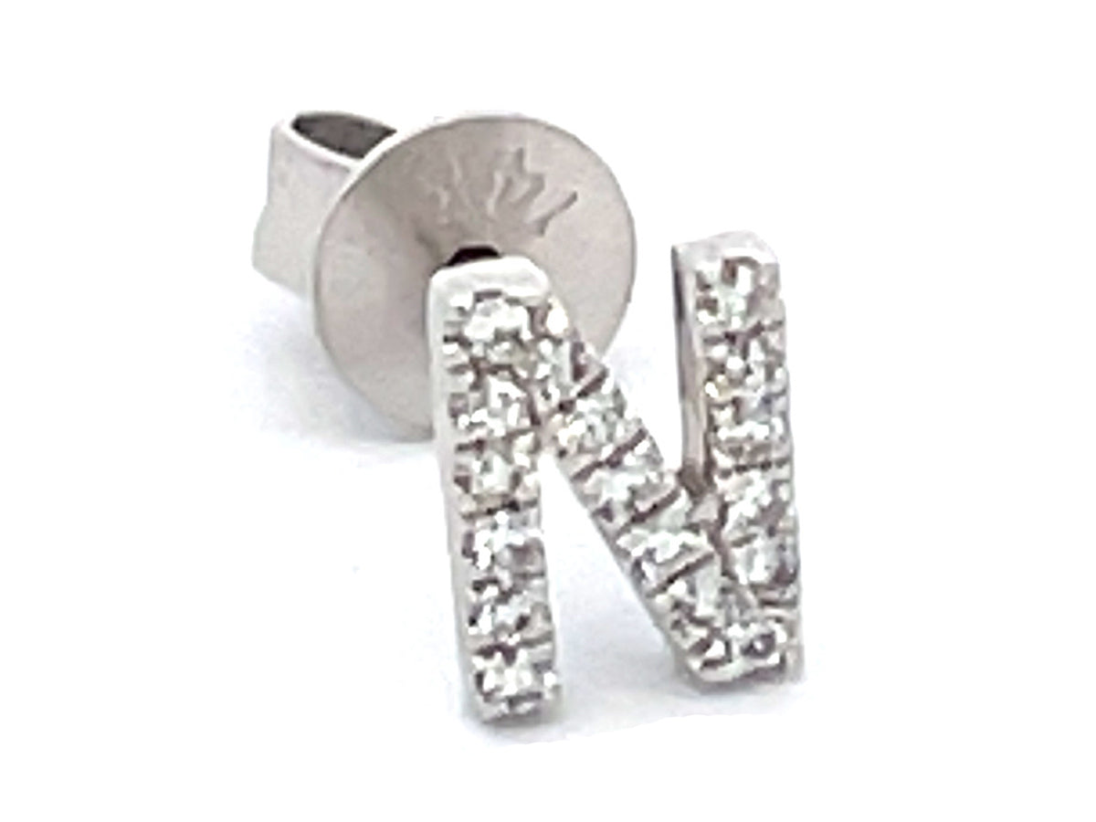 DIAMOND LETTER N SINGLE STUD EARRING