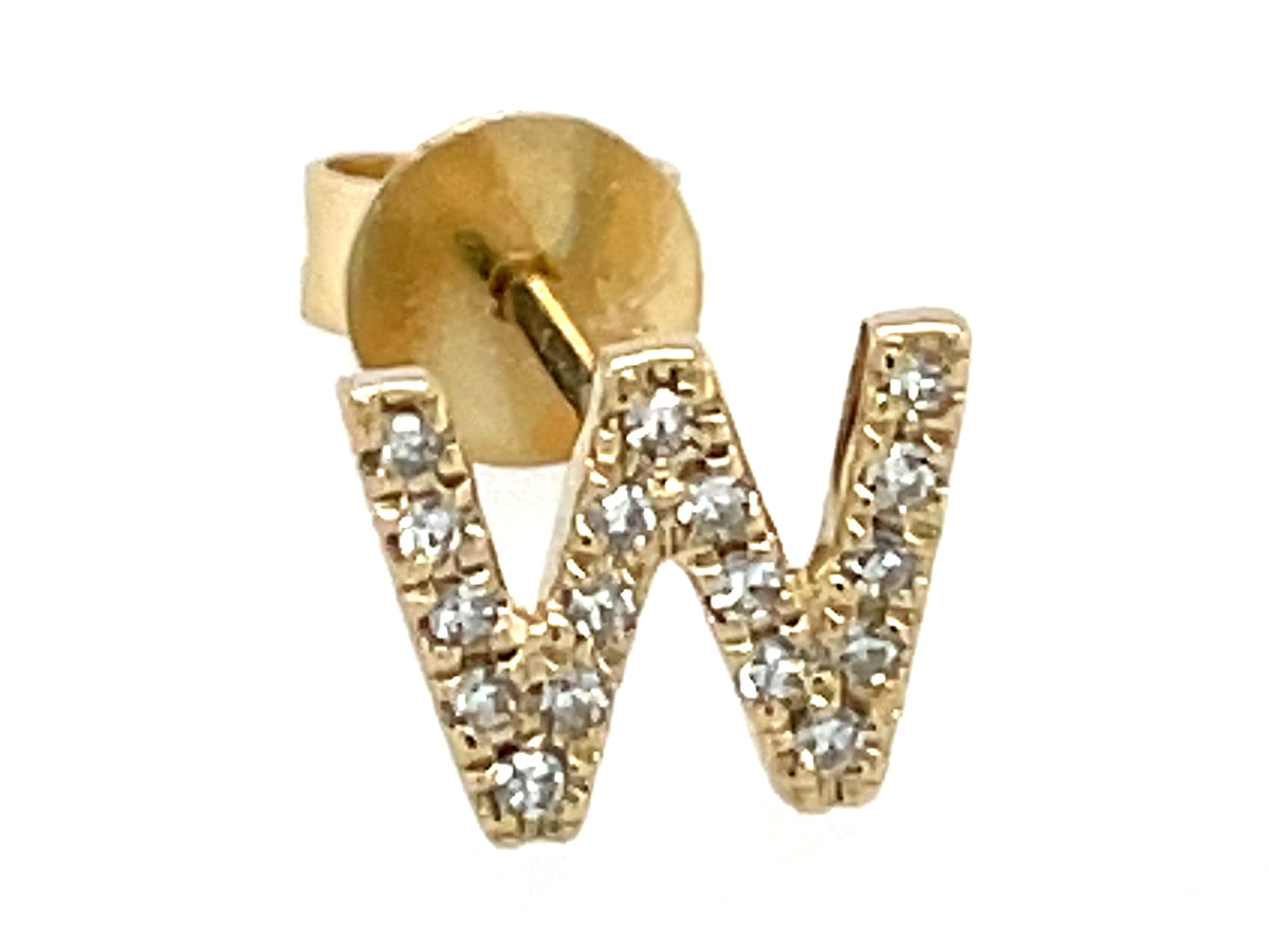 DIAMOND LETTER W SINGLE STUD EARRING