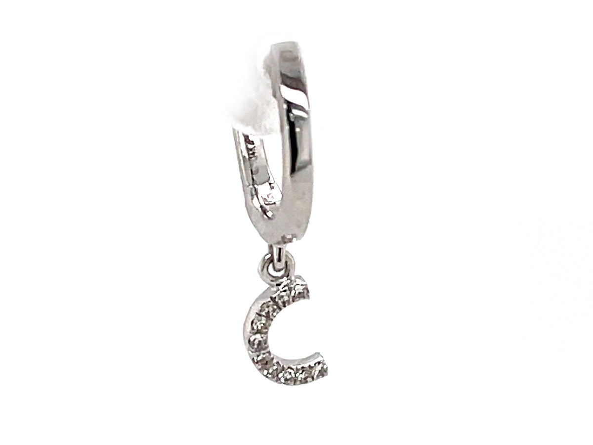 Diamond Letter C Single Dangle Earring, 14kw (N)