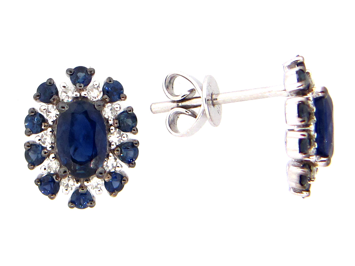 SAPPHIRE & DIAMOND EARRING, 14KW (H)