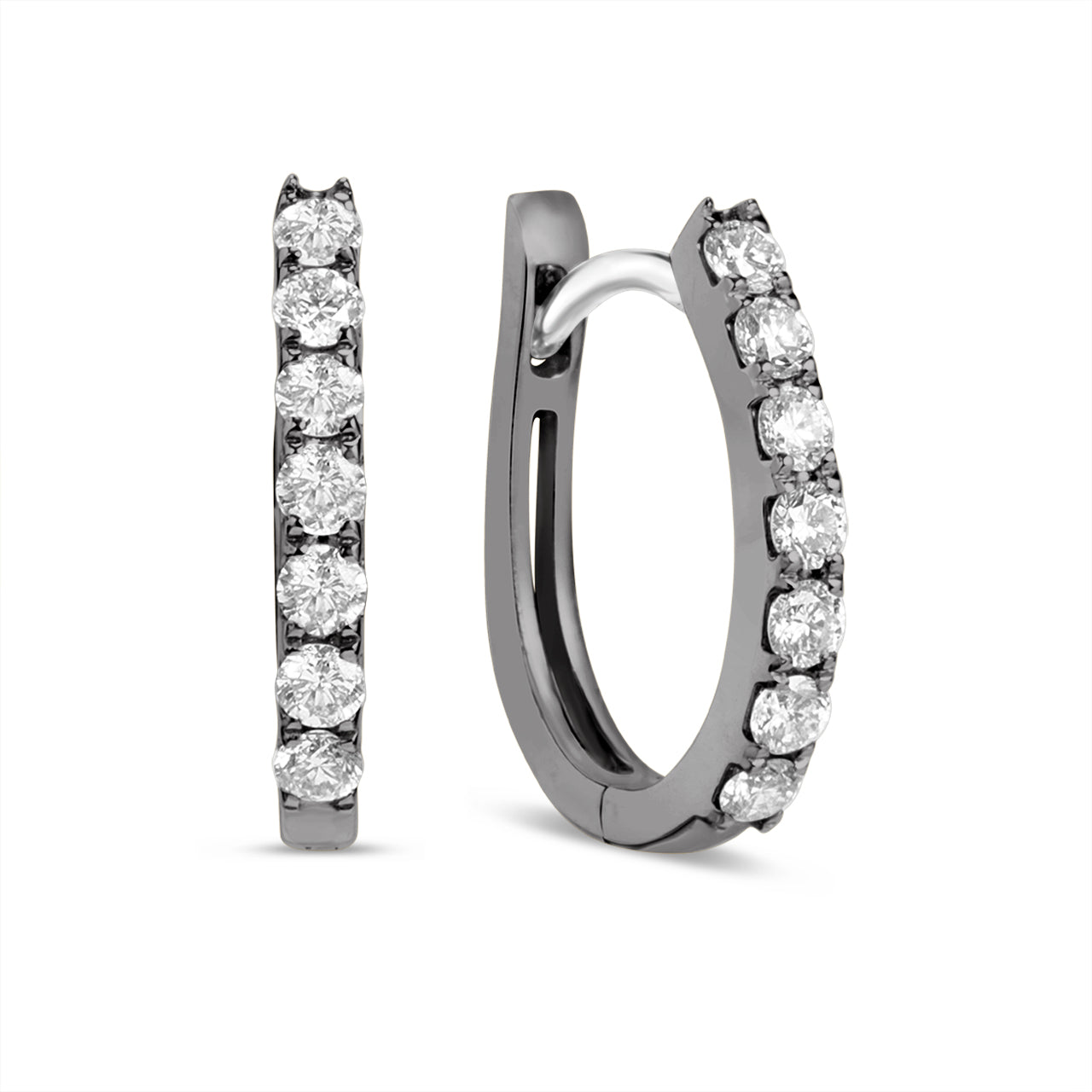 Diamond Oval Huggie Hoop Earring