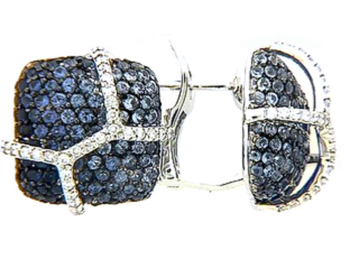 SAPPHIRE & DIAMOND EARRING, 18KW (H), C=3.20
