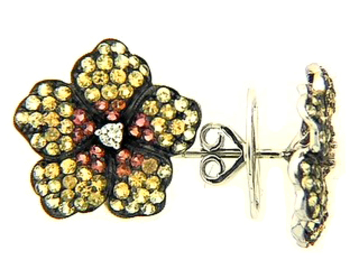 YELLOW SAPPHIRE & DIAMOND EARRING, 18KW (H/U)