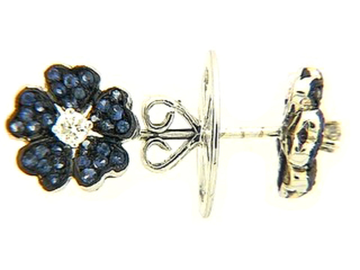 SAPPHIRE & DIAMOND EARRING, 18KW (H)