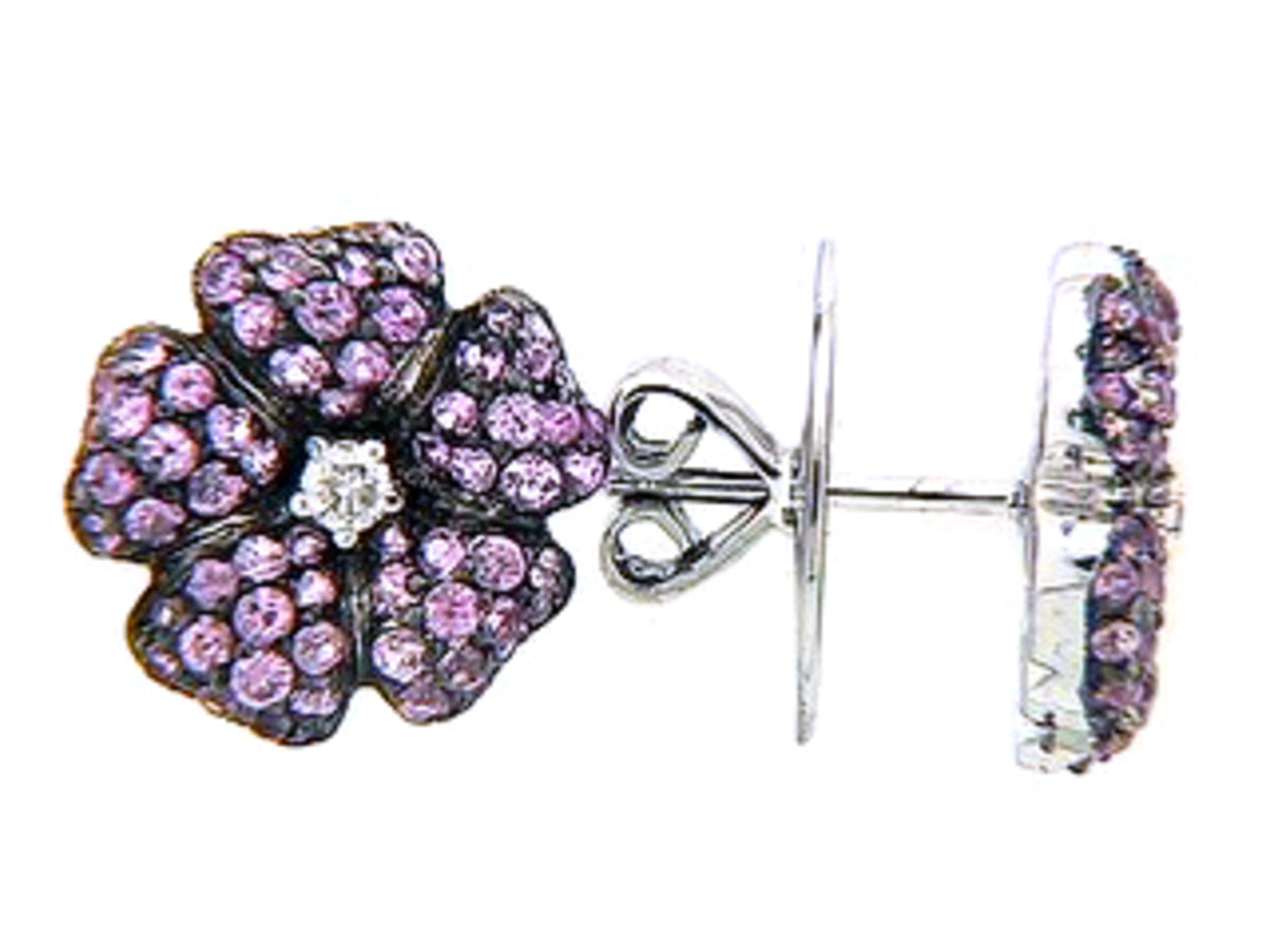 PINK SAPPHIRE & DIAMOND EARRING, 18KW (H)