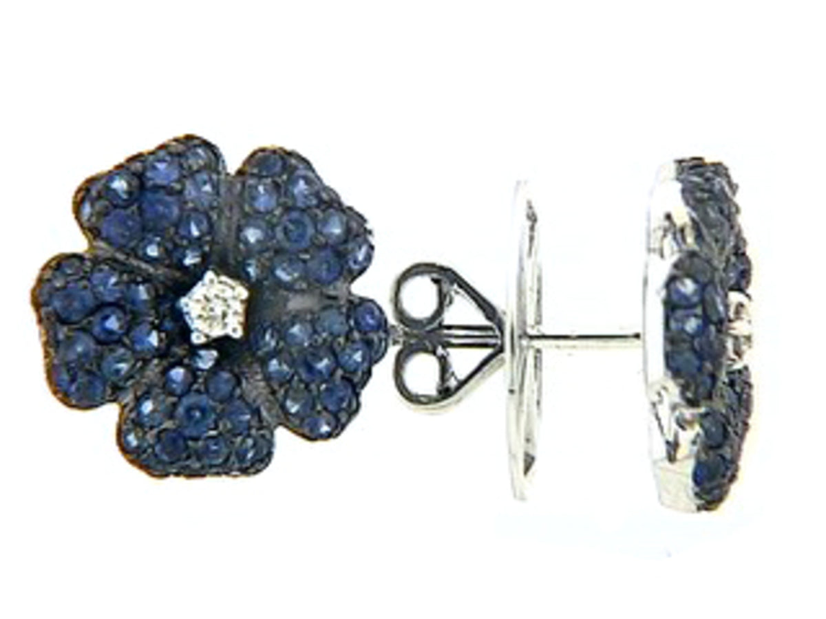 SAPPHIRE & DIAMOND EARRING, 18KW (H)