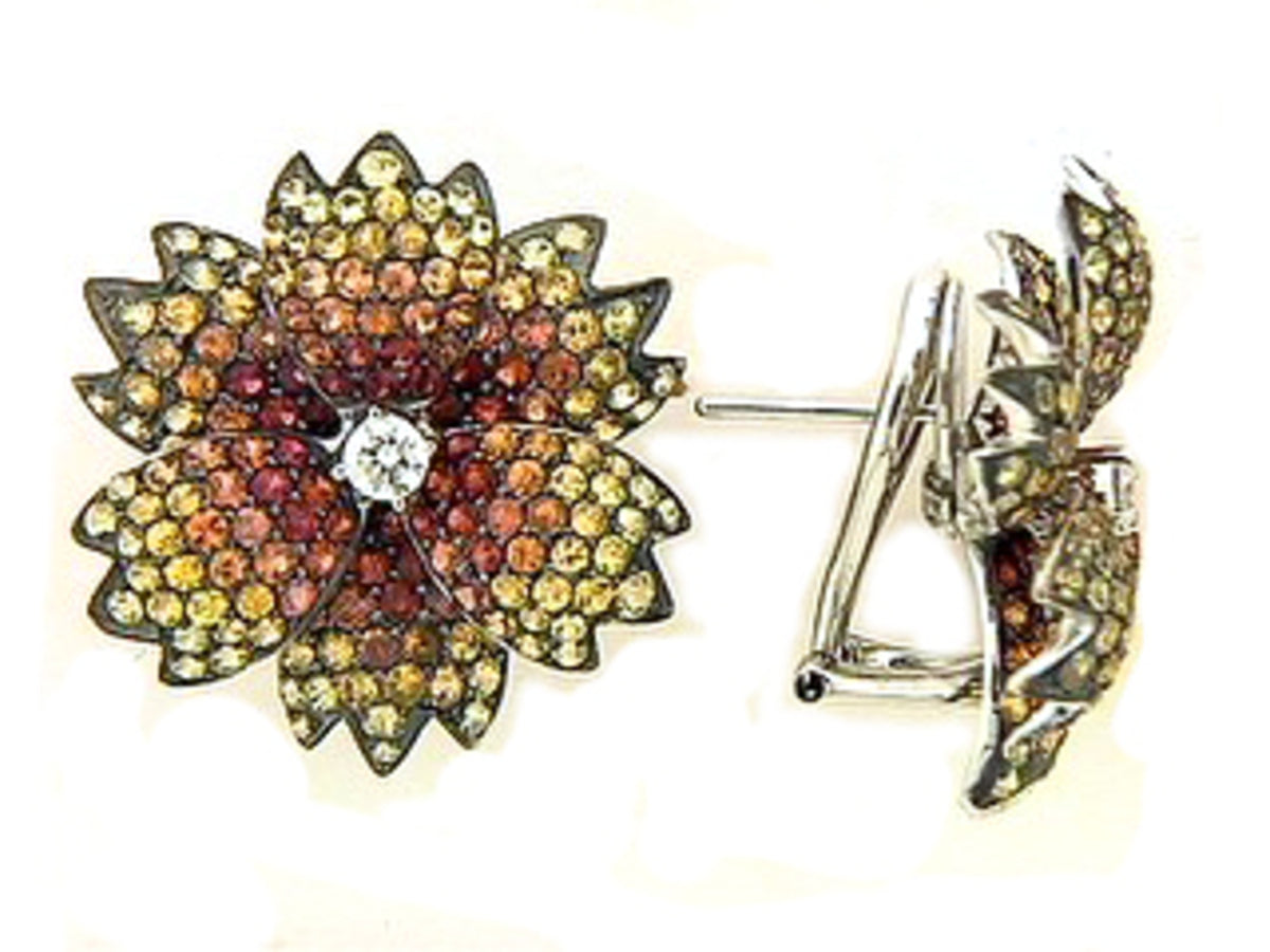 YELLOW SAPPHIRE & DIAMOND EARRING, 18KW (H/U)