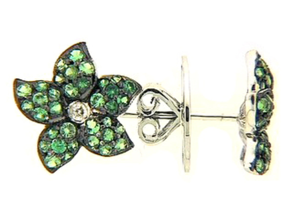 TSAVORITE & DIAMOND EARRING, 18KW (N), C=0.69