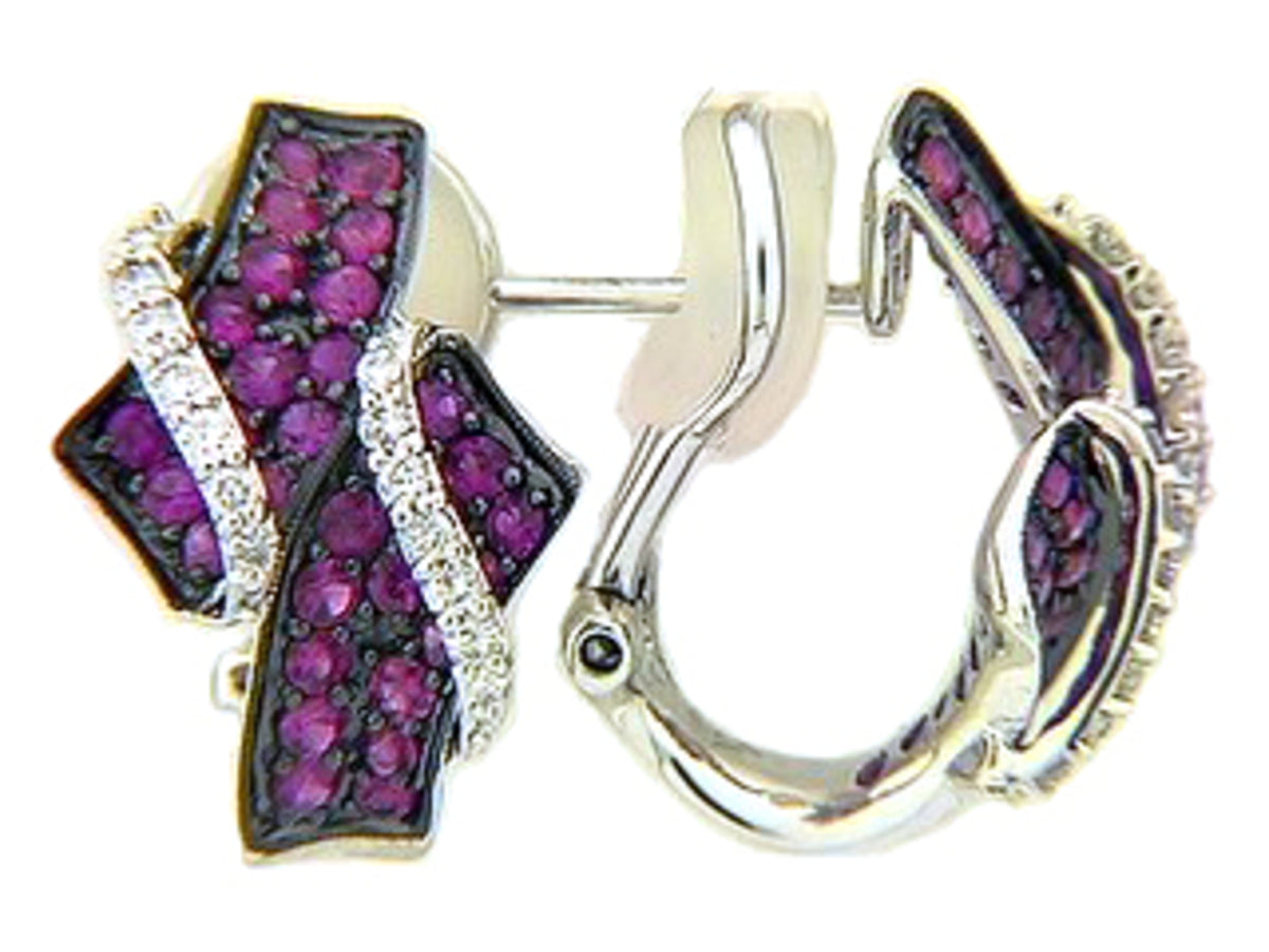 PINK SAPPHIRE & DIAMOND EARRING, 18KW (H), C=1.49