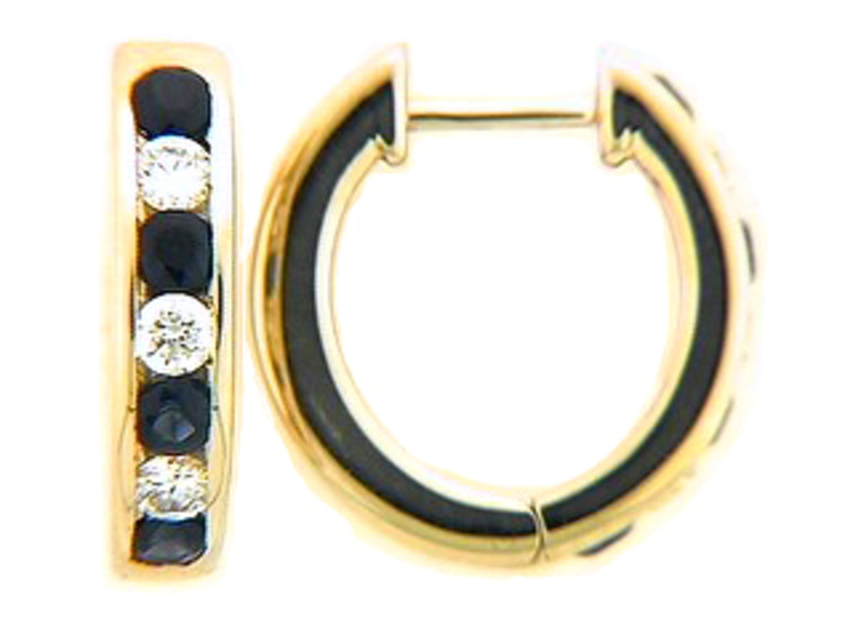 SAPPHIRE & DIAMOND EARRING, 14KY (H)