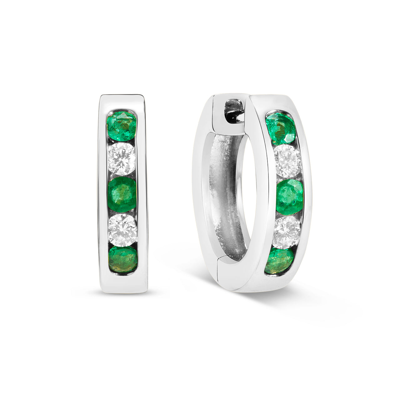 Emerald & Diamond Channel Earrings