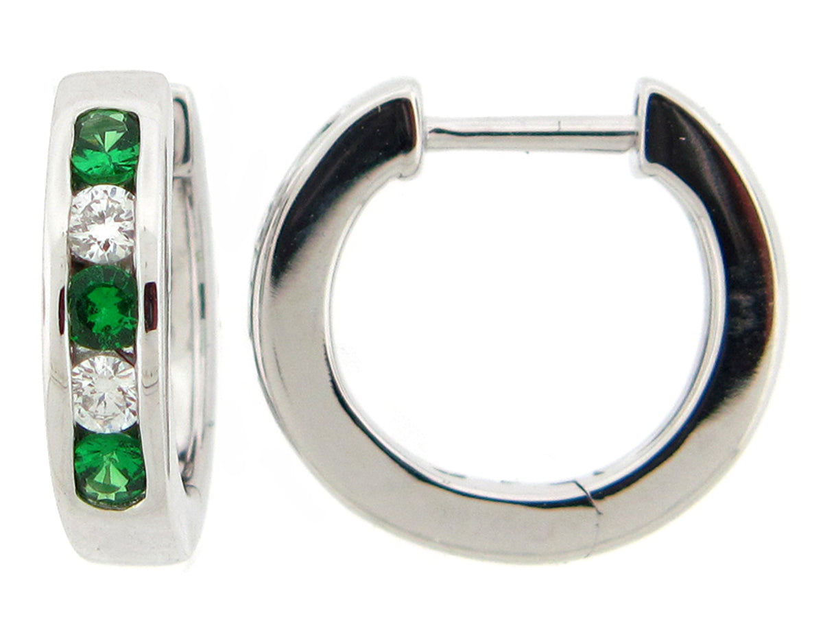 TSAVORITE & DIAMOND EARRING, 14KW (N)
