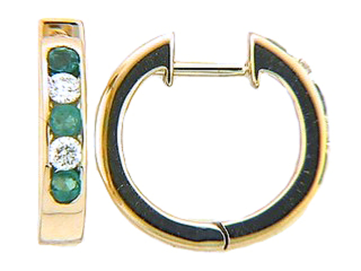 EMERALD & DIAMOND EARRING, 14KY (O)