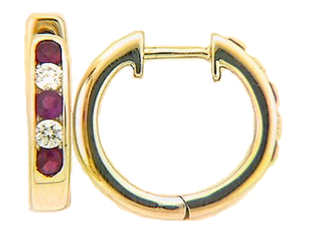RUBY & DIAMOND EARRING, 14KY (H), C=0.30