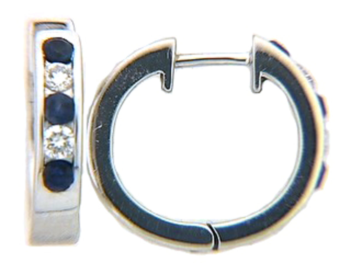 SAPPHIRE & DIAMOND EARRING, 14KW (H)