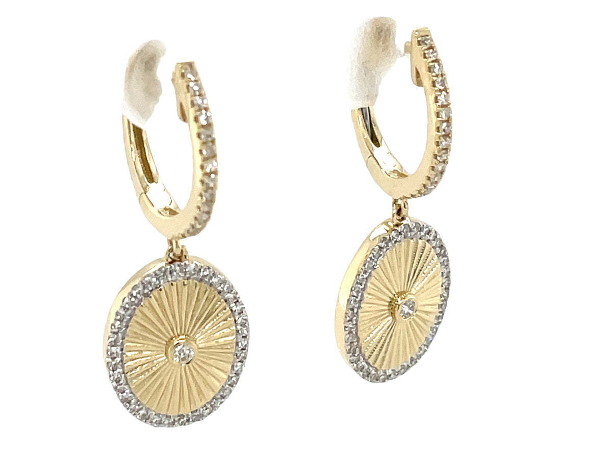 DIAMOND PLEATED OVAL DROP EARRING, 25MM