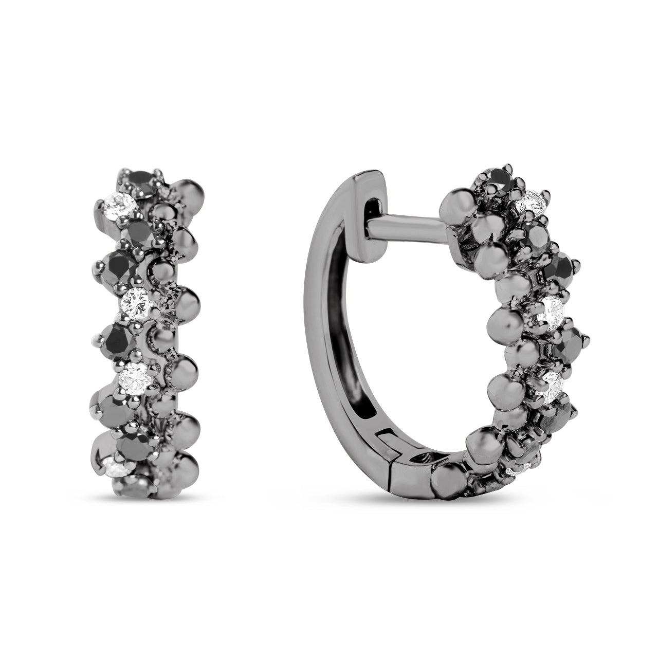 Black & White Diamond Beaded Huggie Earring