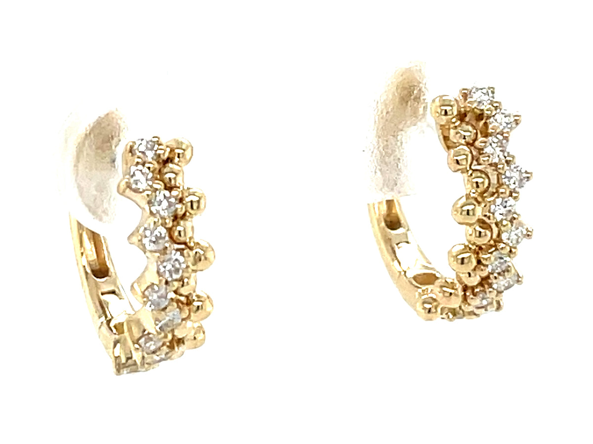 DIAMOND ZIGZAG BEADED EDGE HOOP EARRING, 13MM