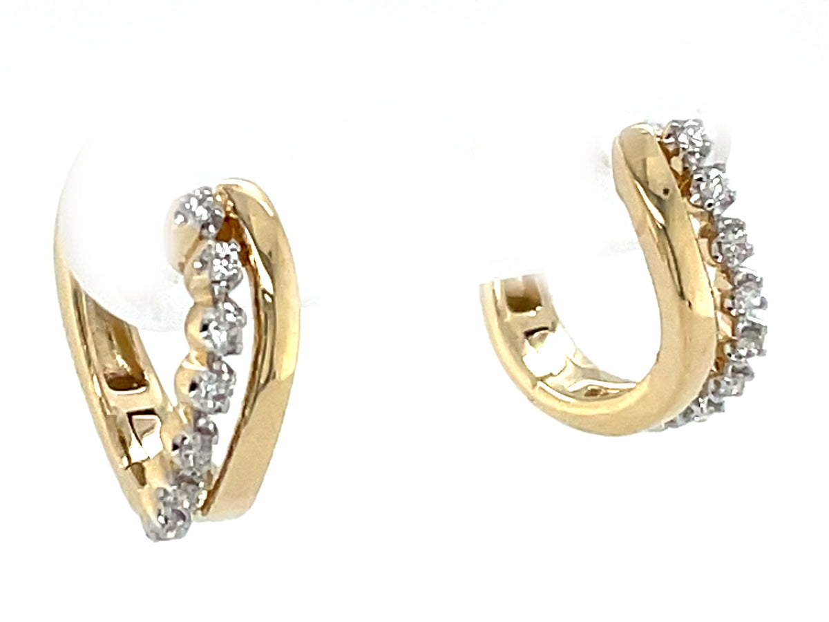 Diamond 2 Row Wavy Offset Earring