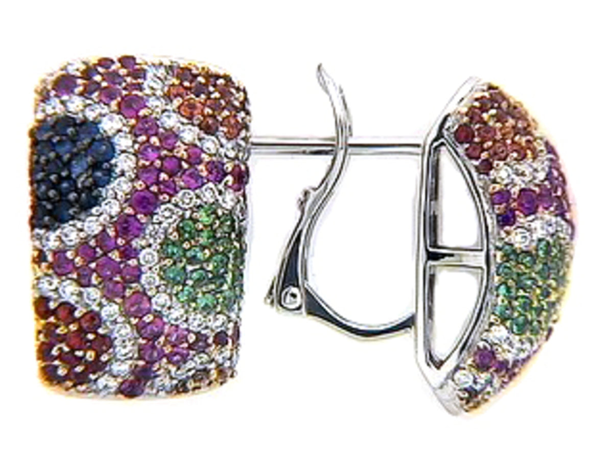 RAINBOW SAPPHIRE, TSAVORITE & DIAMOND EARRING, 18KW (H/U), C=2.20