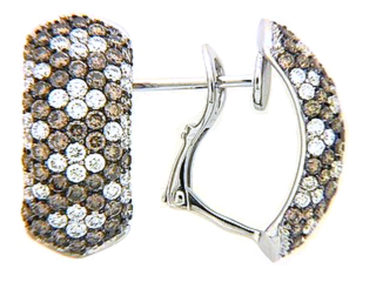 BROWN & WHITE DIAMOND EARRING, 18KW (N)