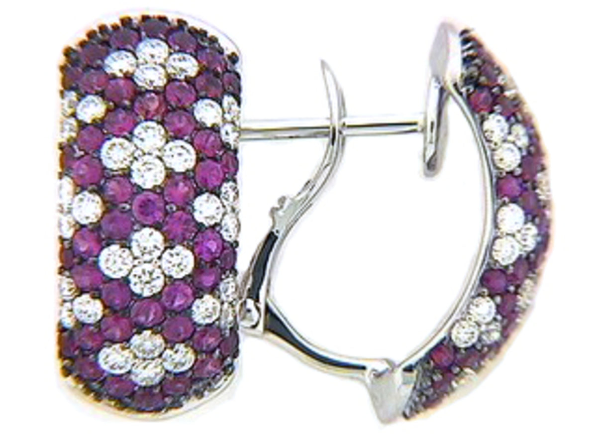 RUBY & DIAMOND EARRING, 18KW (H)