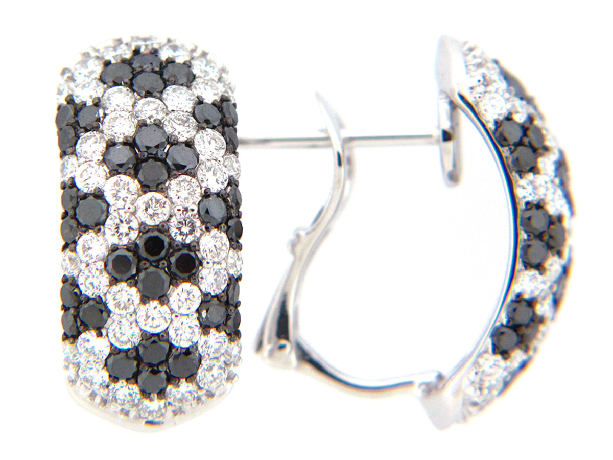 BLACK & WHITE DIAMOND EARRING, 18KW (R/H)
