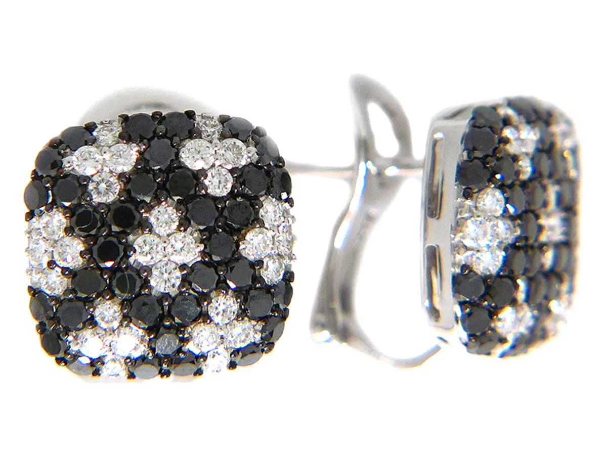 BLACK & WHITE DIAMOND EARRING, 18KW (R/H)