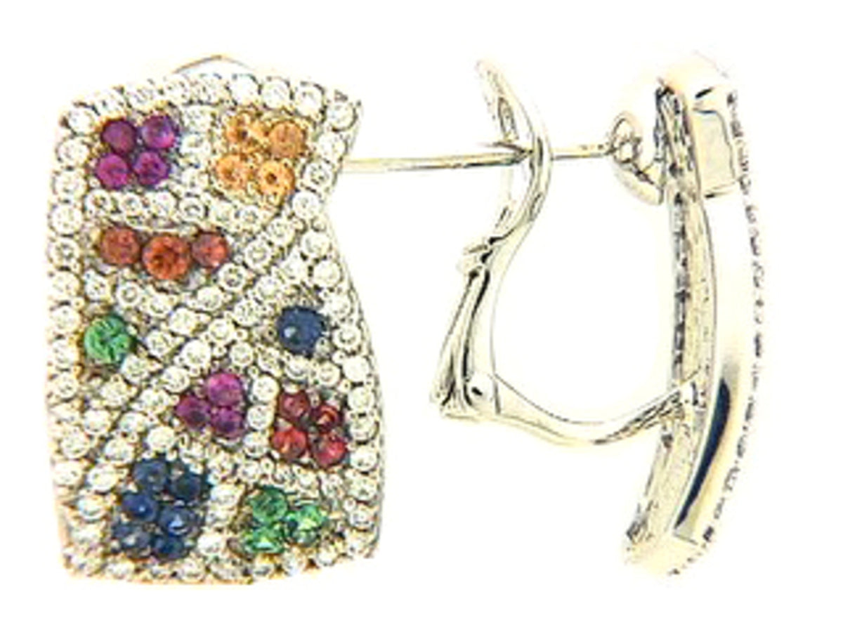 RAINBOW SAPPHIRE, TSAVORITE & DIAMOND EARRING, 18KW (H/U), C=1.10