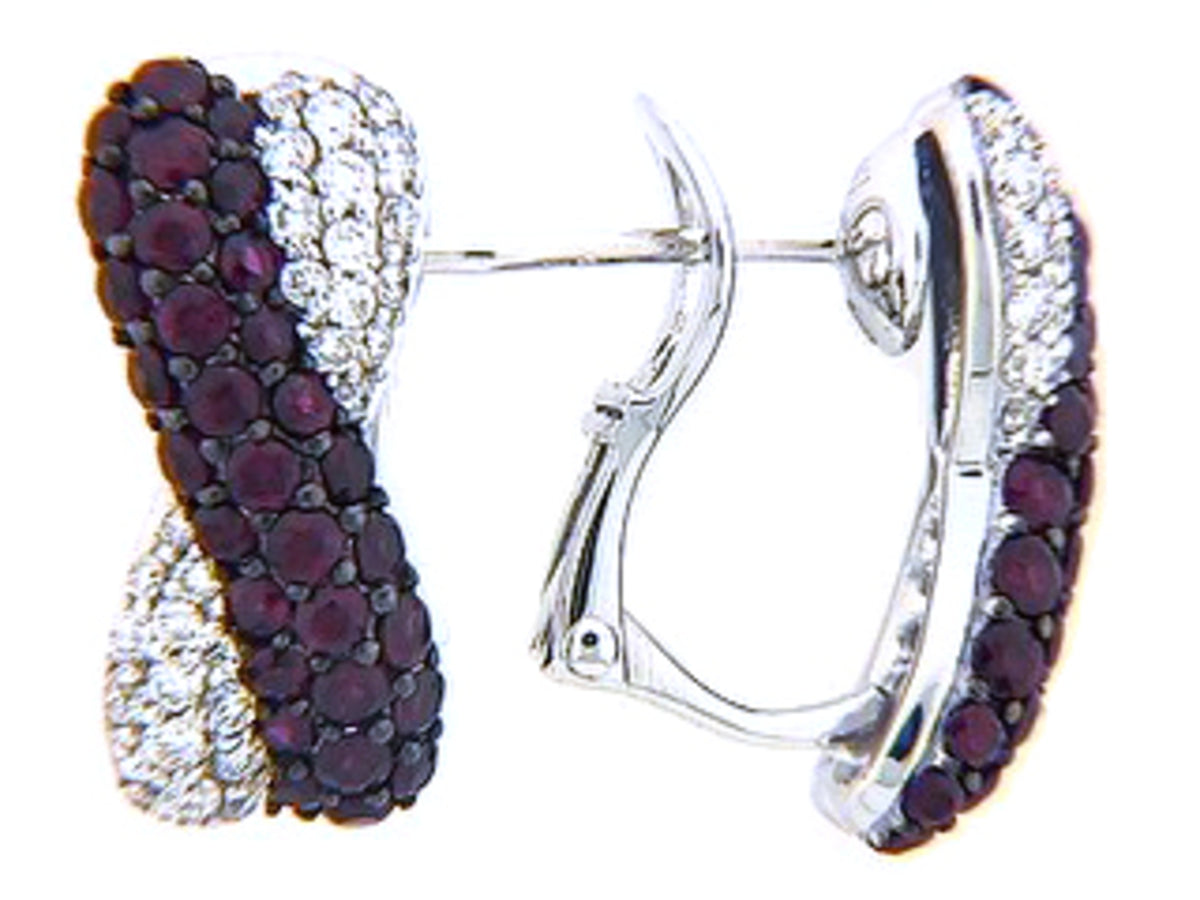 RUBY & DIAMOND EARRING, 18KW (H)