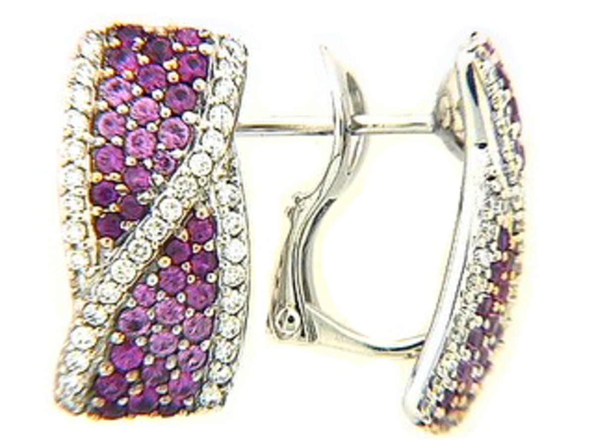 PINK SAPPHIRE & DIAMOND EARRING, 18KW (H)