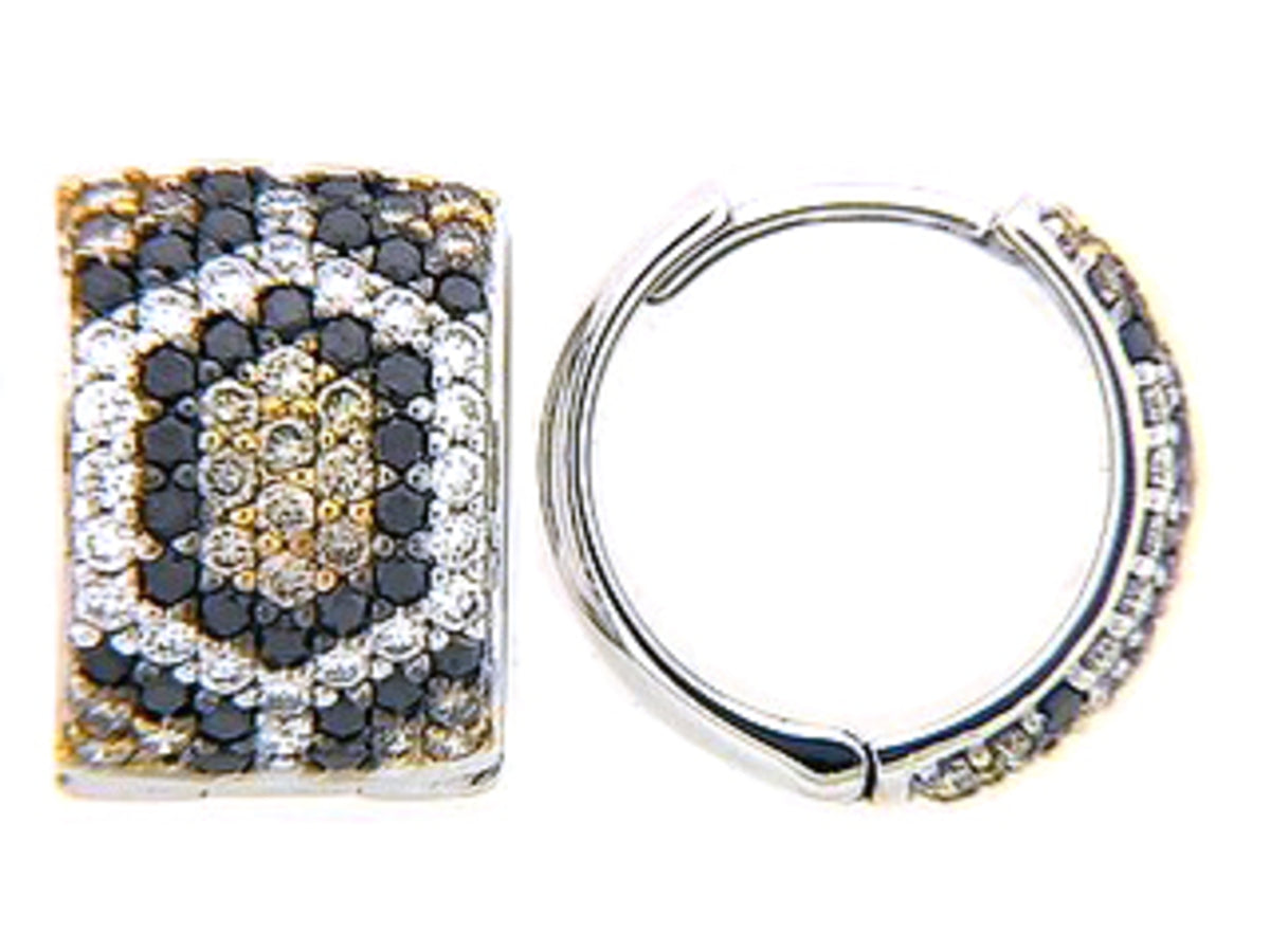 BLACK, BROWN & WHITE DIAMOND EARRING, 18KW (R/N) SPECIAL