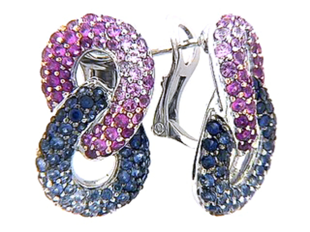 PINK & BLUE SAPPHIRE EARRING, 18KW (H)