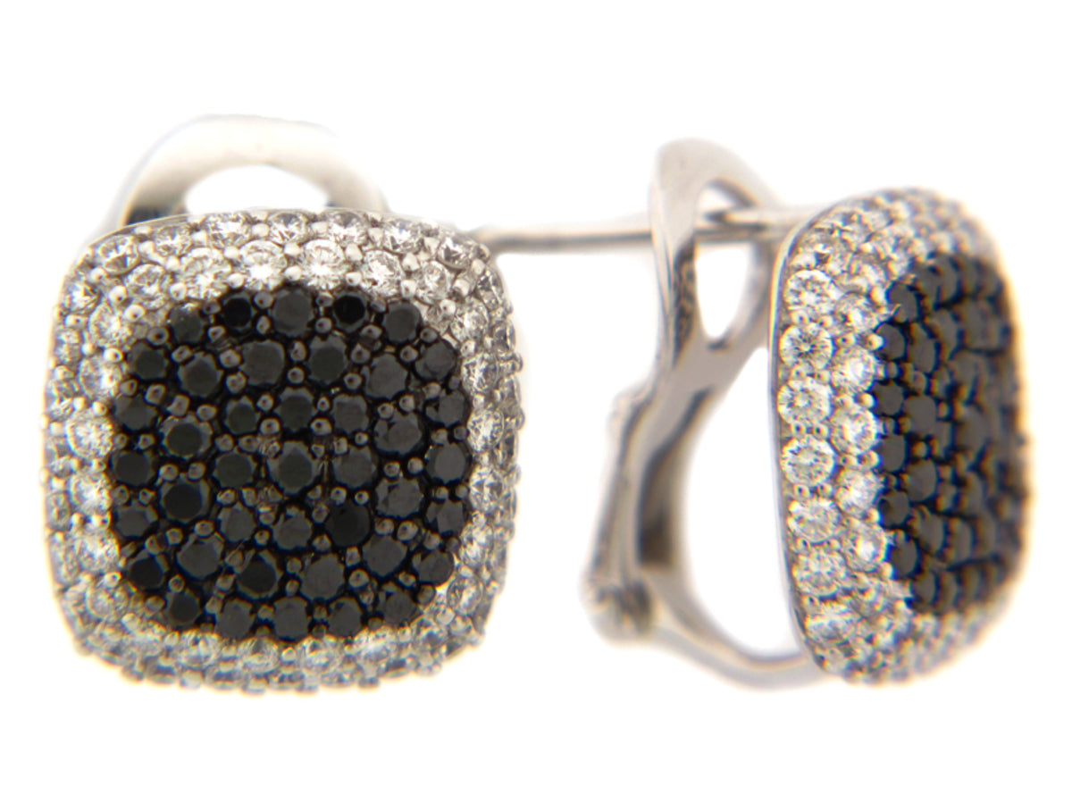 BLACK & WHITE DIAMOND EARRING, 14KW (R/H)