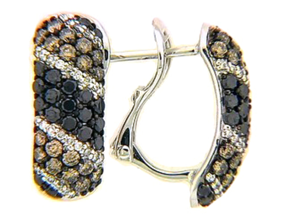 Black, Brown White Diamond Earring, 14kw (R/N)