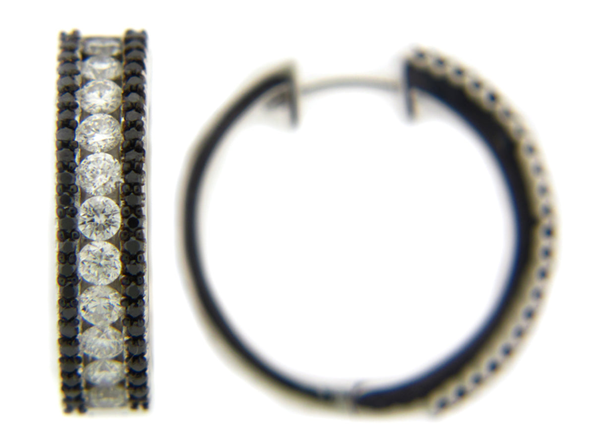 BLACK & WHITE DIAMOND EARRING, 14KW (R/H)