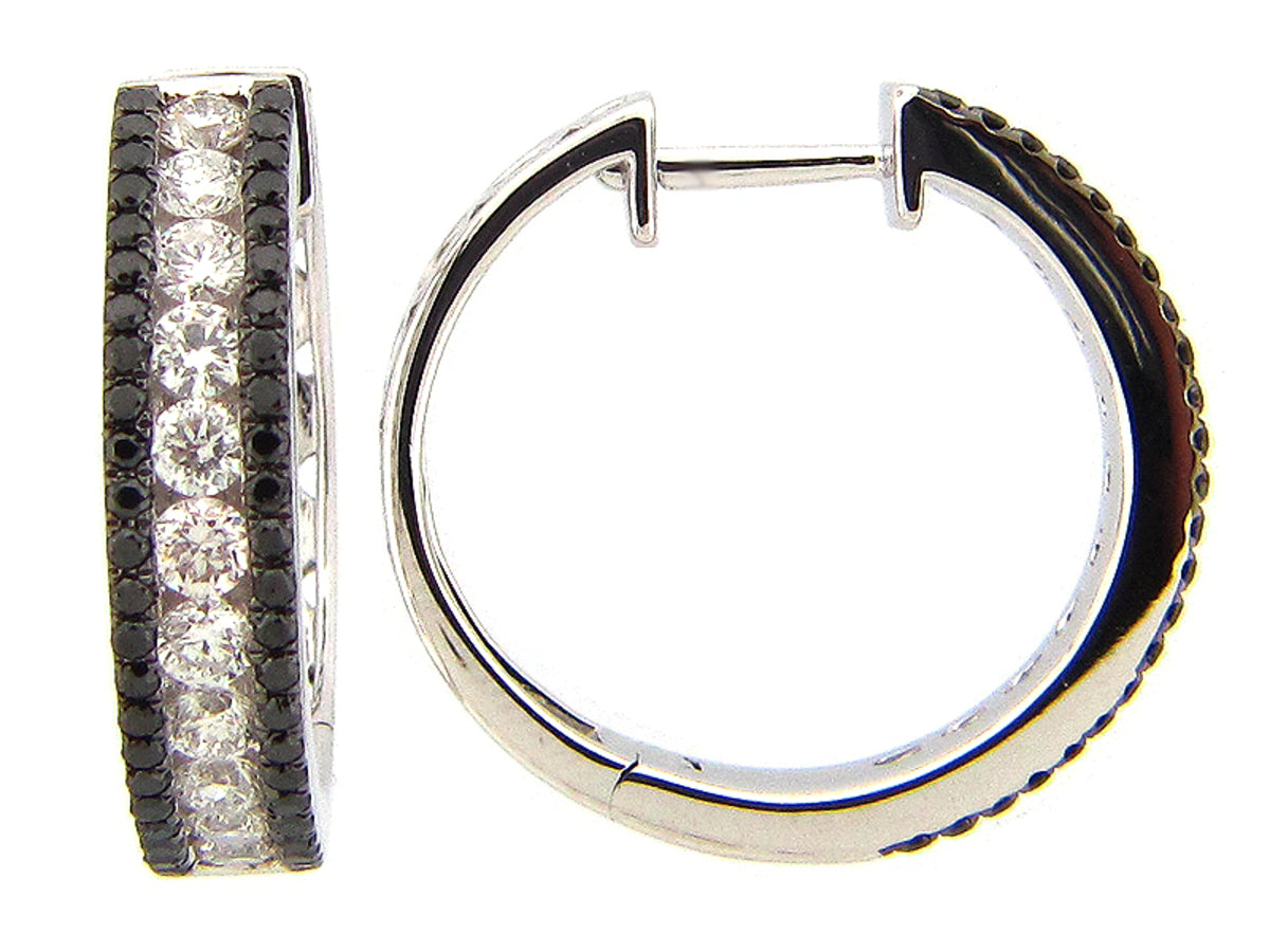BLACK & WHITE DIAMOND EARRING, 14KW (R/H)