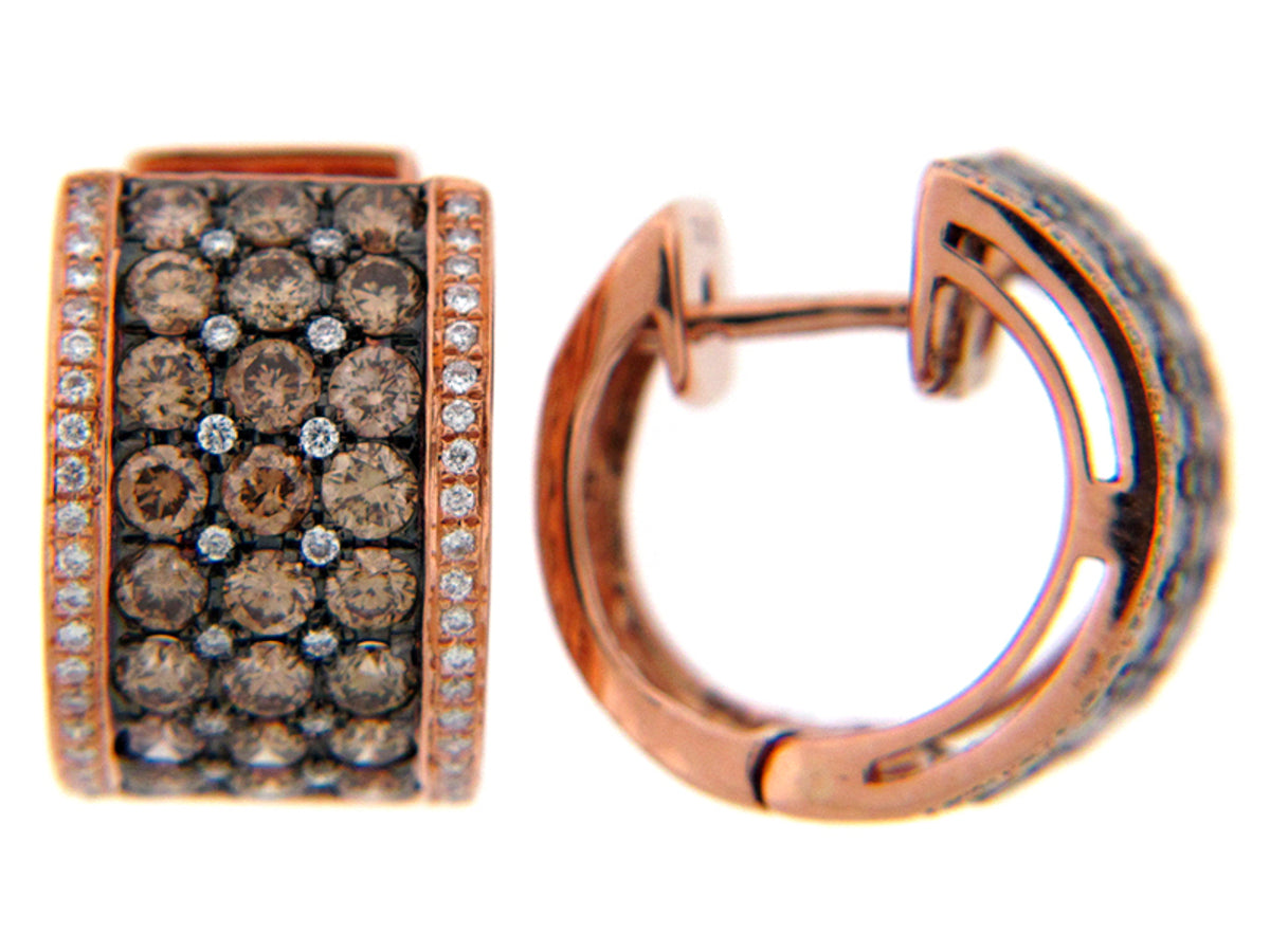 BROWN & WHITE DIAMOND EARRING, 18KR (N)