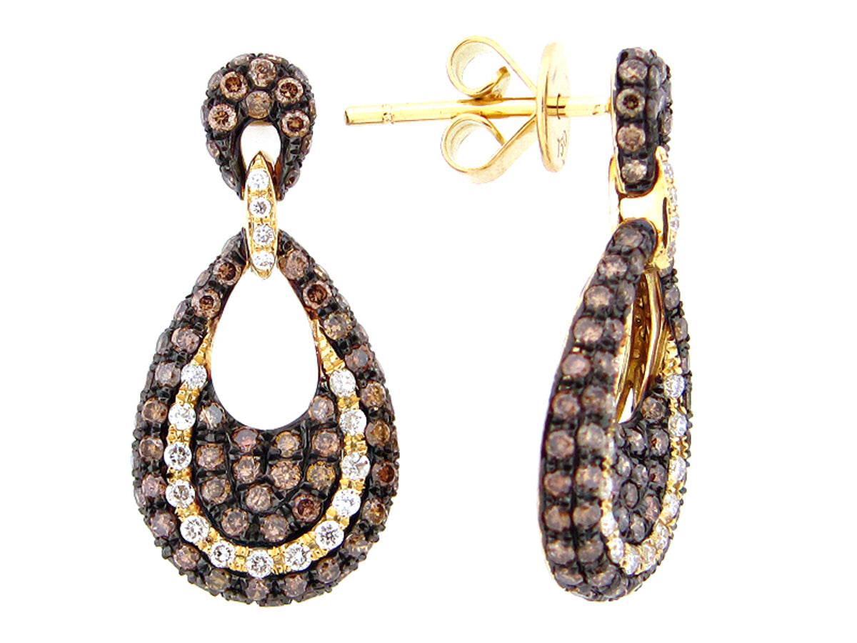 BROWN & WHITE DIAMOND EARRING