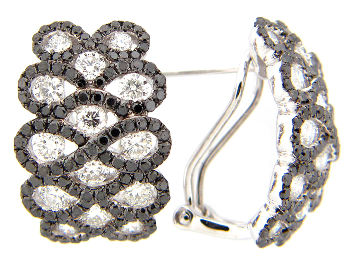 BLACK & WHITE DIAMOND EARRING, 14KW (R/H)