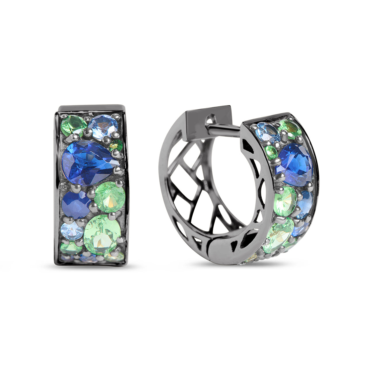 Sapphire & Tsavorite Huggie Earring