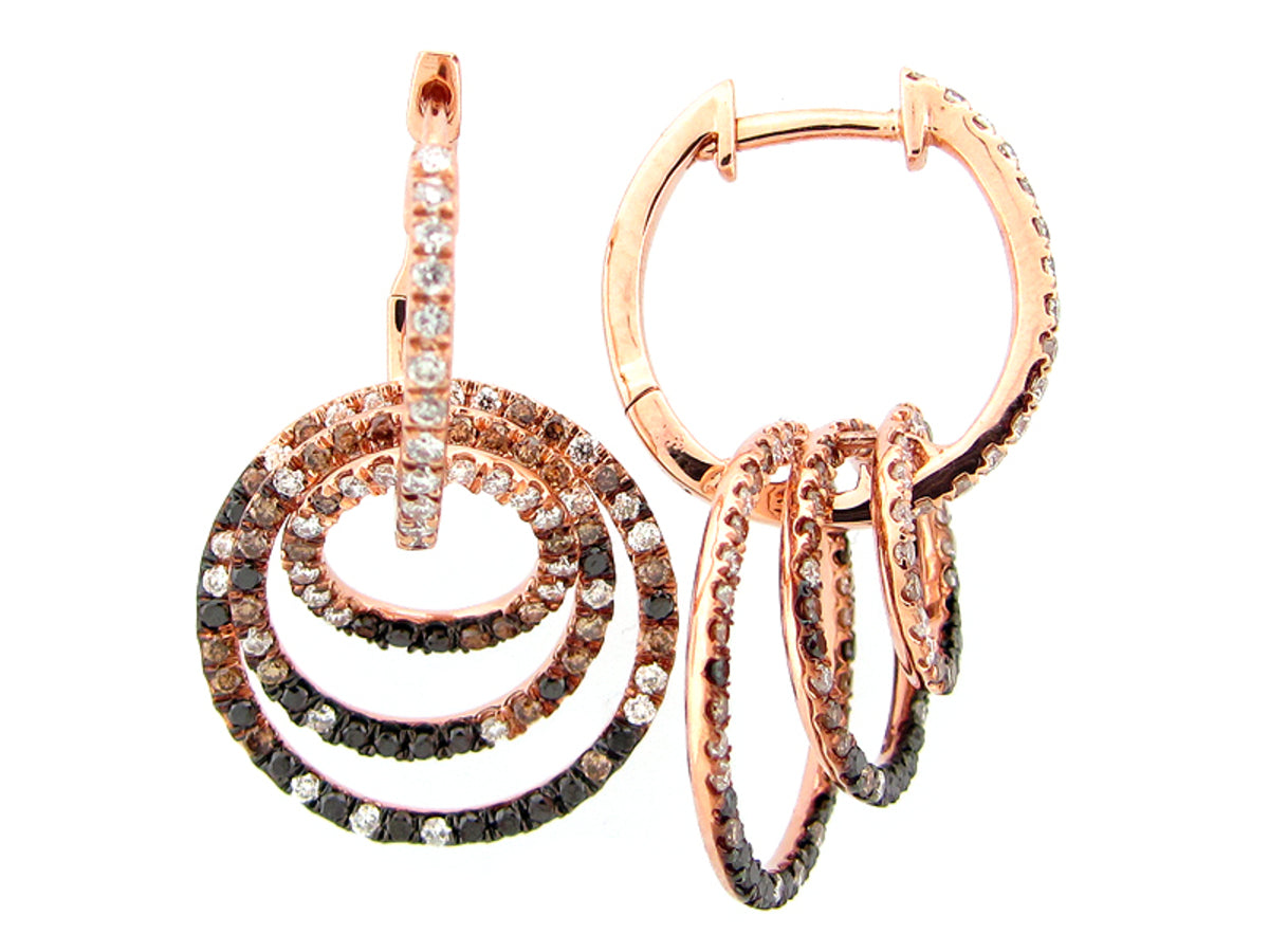 BLACK, BROWN, & WHITE DIAMOND EARRING