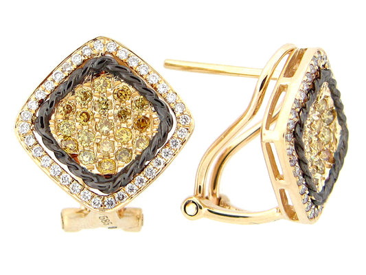 YELLOW & WHITE DIAMOND EARRING, 14KY (N)