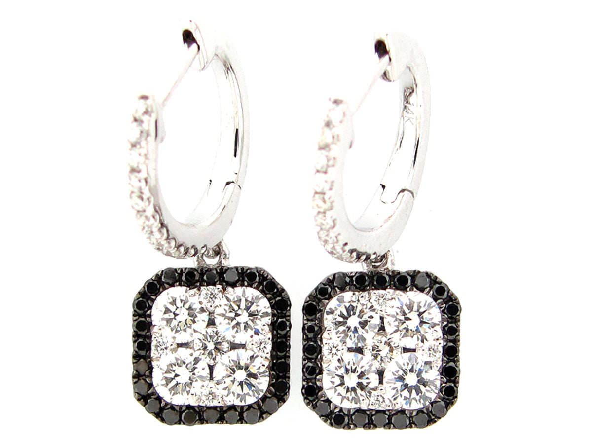 BLACK & WHITE DIAMOND EARRING, 14KW (R/H)
