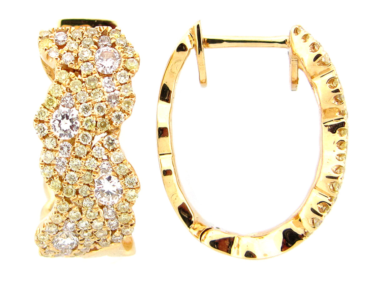 YELLOW & WHITE DIAMOND EARRING, 18KY (N)