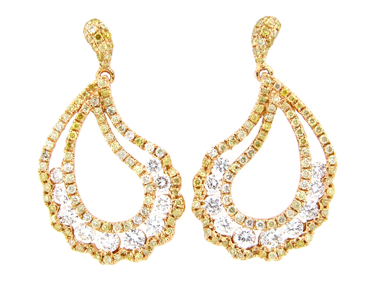 YELLOW & WHITE DIAMOND EARRING, 18KY (N)