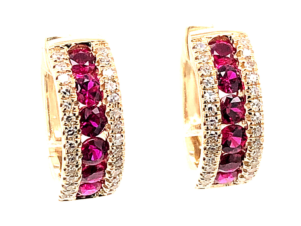 RUBY & DIAMOND CHANNEL HUGGY EARRING